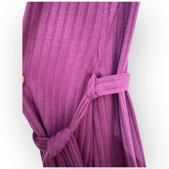 NWT Livi by Olivia Rae Ribbed Maxi Dress XS Purple Tie Waist Spaghetti Strap - Picture 5 of 9